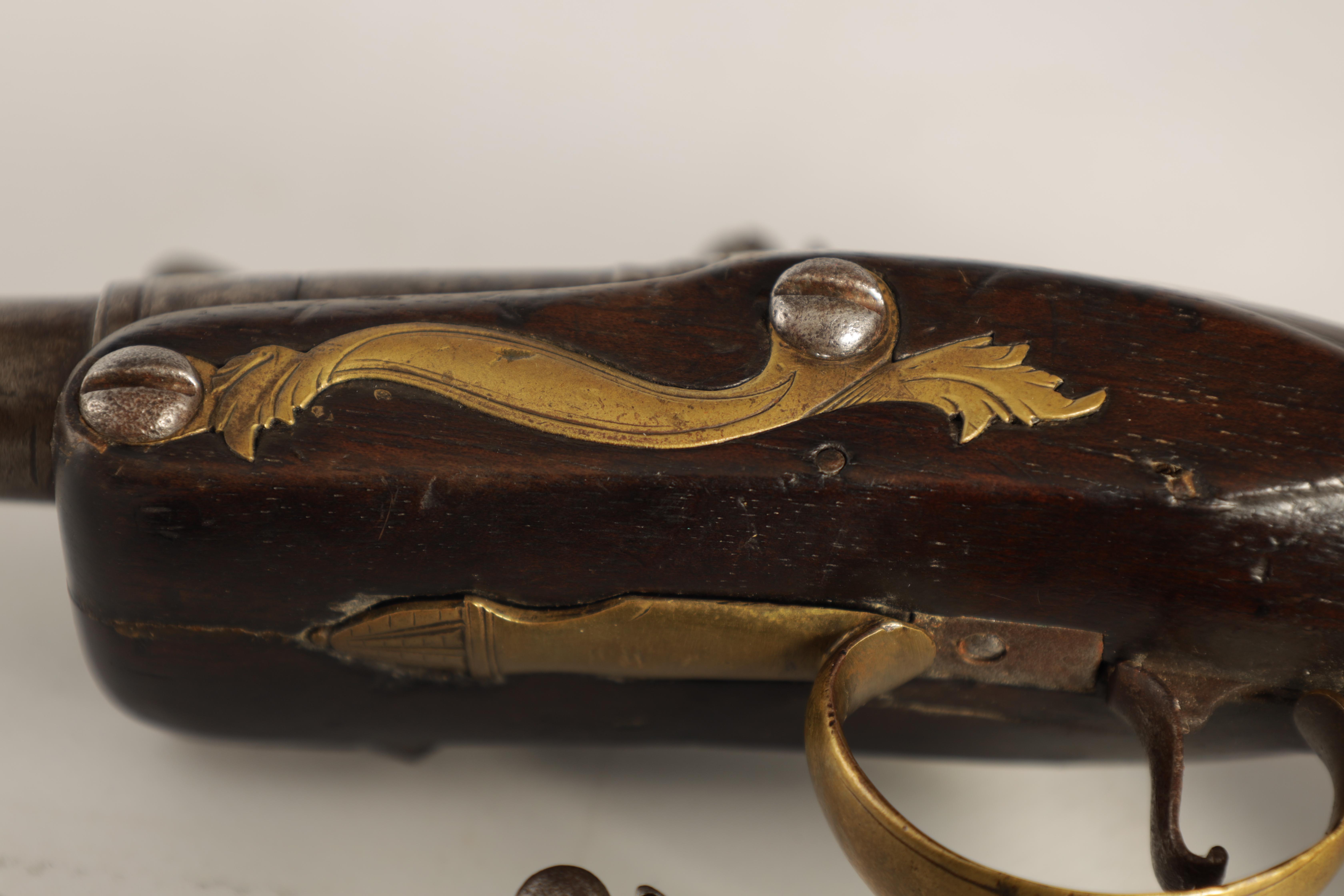 T. JONES. A PAIR OF EARLY 18TH CENTURY FLINTLOCK POCKET PISTOLS with turn-off cannon barrel, - Image 11 of 14