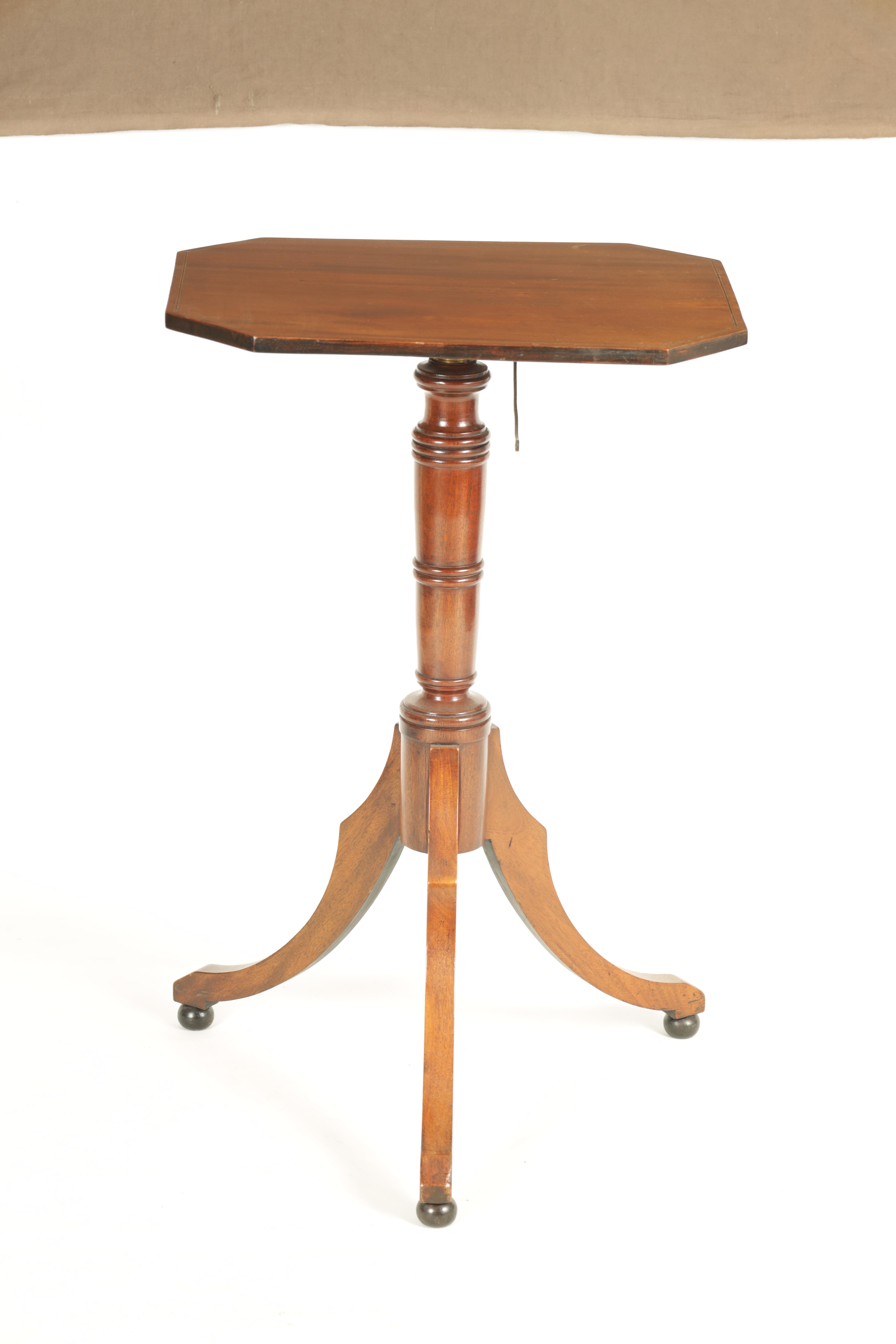 A REGENCY MAHOGANY ADJUSTABLE OCCASIONAL/READING TABLE with clipped corners and tilting top, - Image 2 of 9