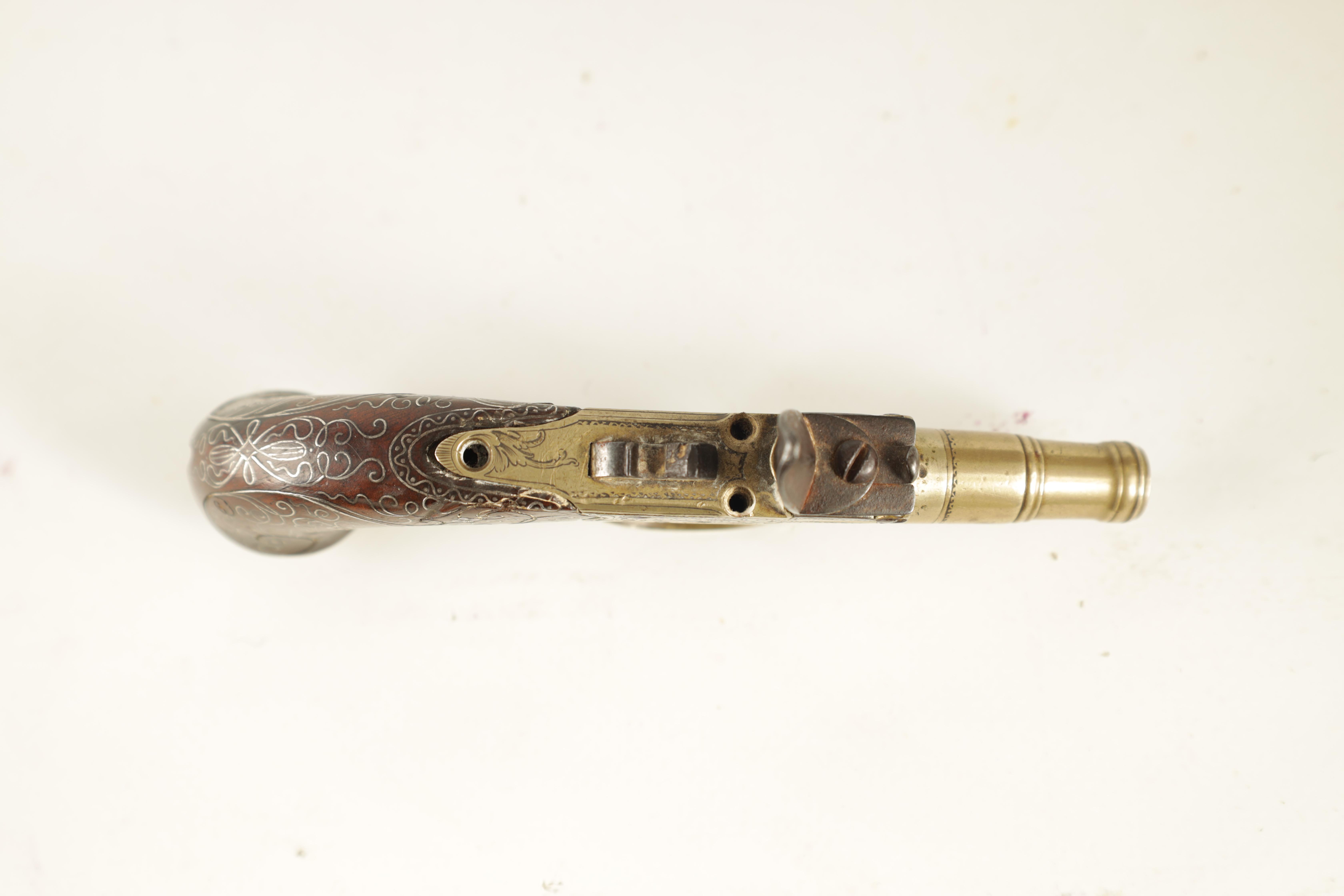 HUGH VERNCOMB, BRISTOL A GEORGE III PACTONG AND WALNUT FLINTLOCK MUFF PISTOL with a cannon-type - Image 7 of 9