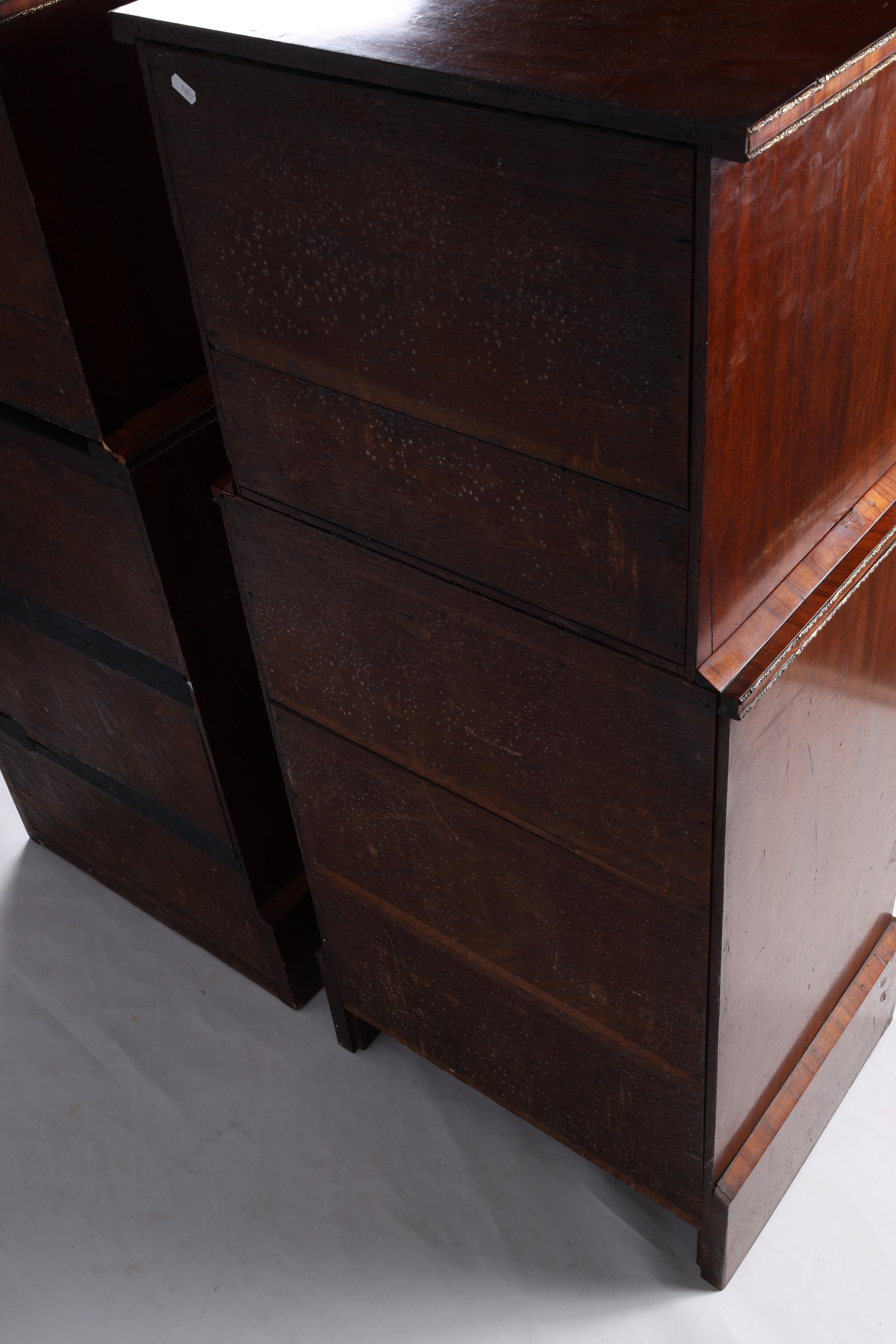 A LARGE PAIR OF GEORGE III KINGWOOD BANDED MAHOGANY PEDESTALS with unusual pen work panels depicting - Image 11 of 11