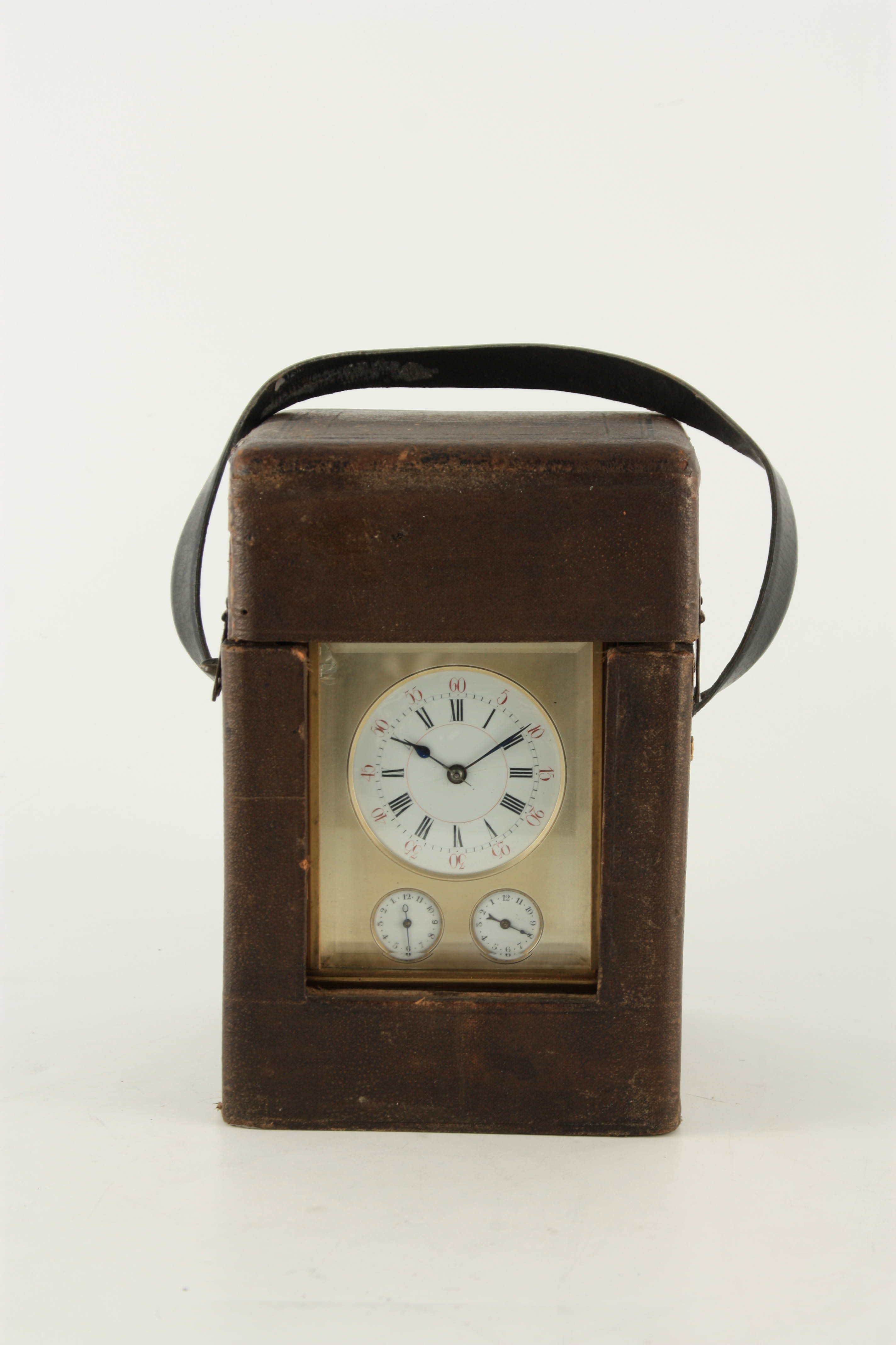 A LARGE AND UNUSUAL 19TH CENTURY FRENCH CARRIAGE CLOCK WITH TWO ALARM DIALS the brass moulded case - Image 3 of 17