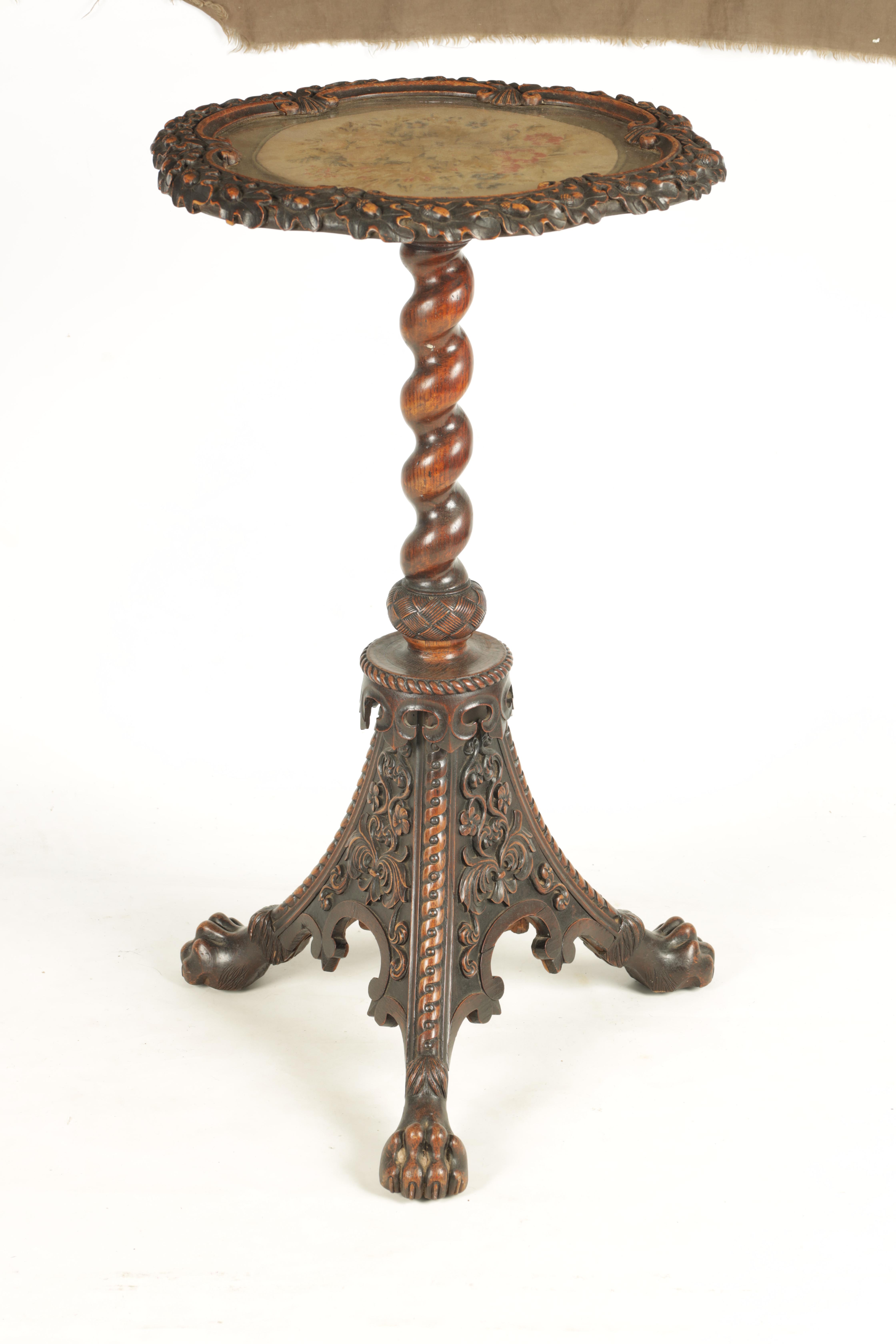 AN UNUSUAL 19TH CENTURY IRISH STYLE POLLARD OAK OCCASIONAL TABLE/ ADJUSTABLE FIRE SCREEN with oak - Image 2 of 8