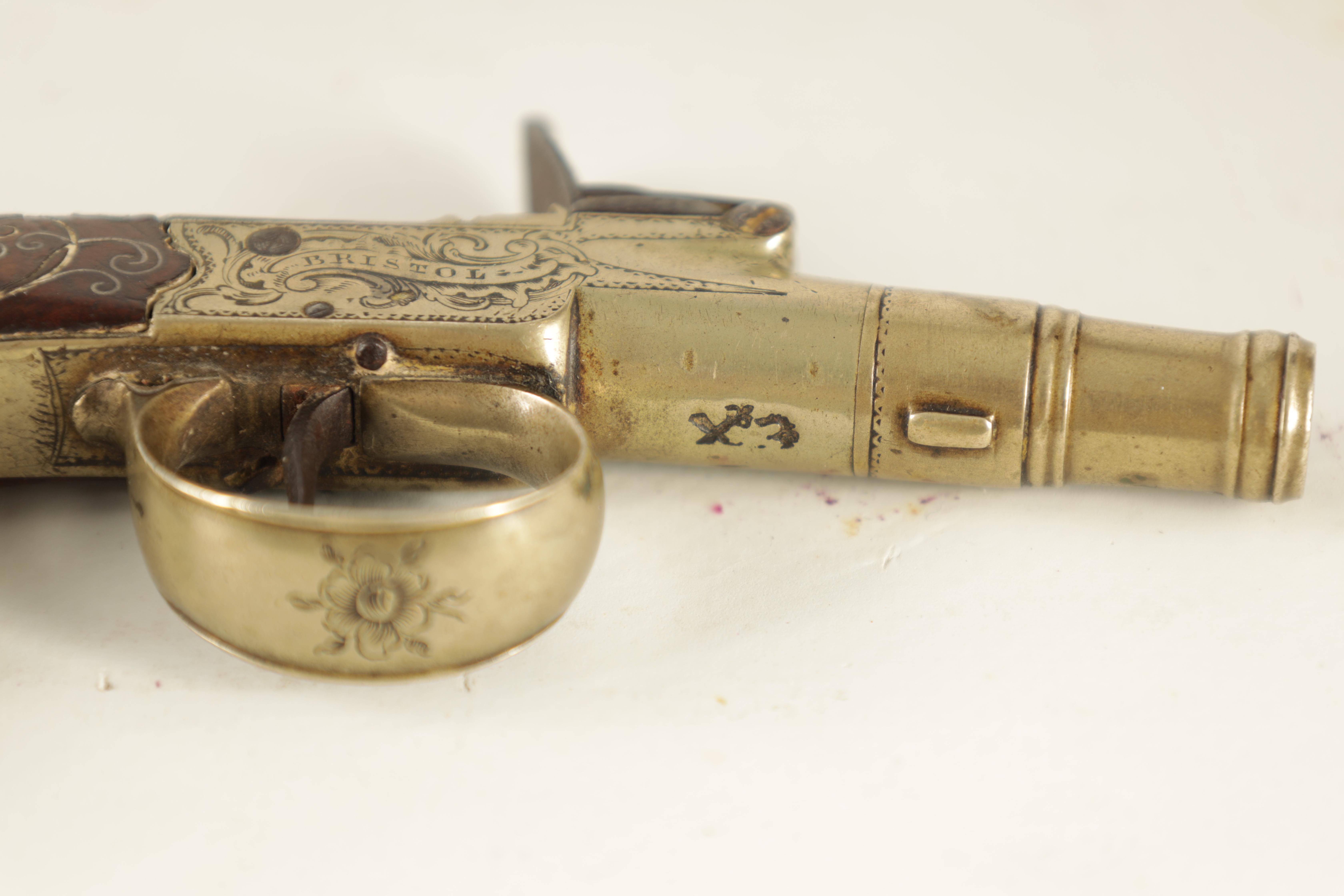 HUGH VERNCOMB, BRISTOL A GEORGE III PACTONG AND WALNUT FLINTLOCK MUFF PISTOL with a cannon-type - Image 2 of 9