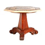 A MINIATURE REGENCY STYLE OCCASIONAL TABLE the octagonal specimen marble top decorated with