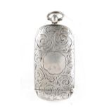 A VICTORIAN SILVER SOVEREIGN COIN/ VESTA CASE with hinged lid, match striker and a large compartment