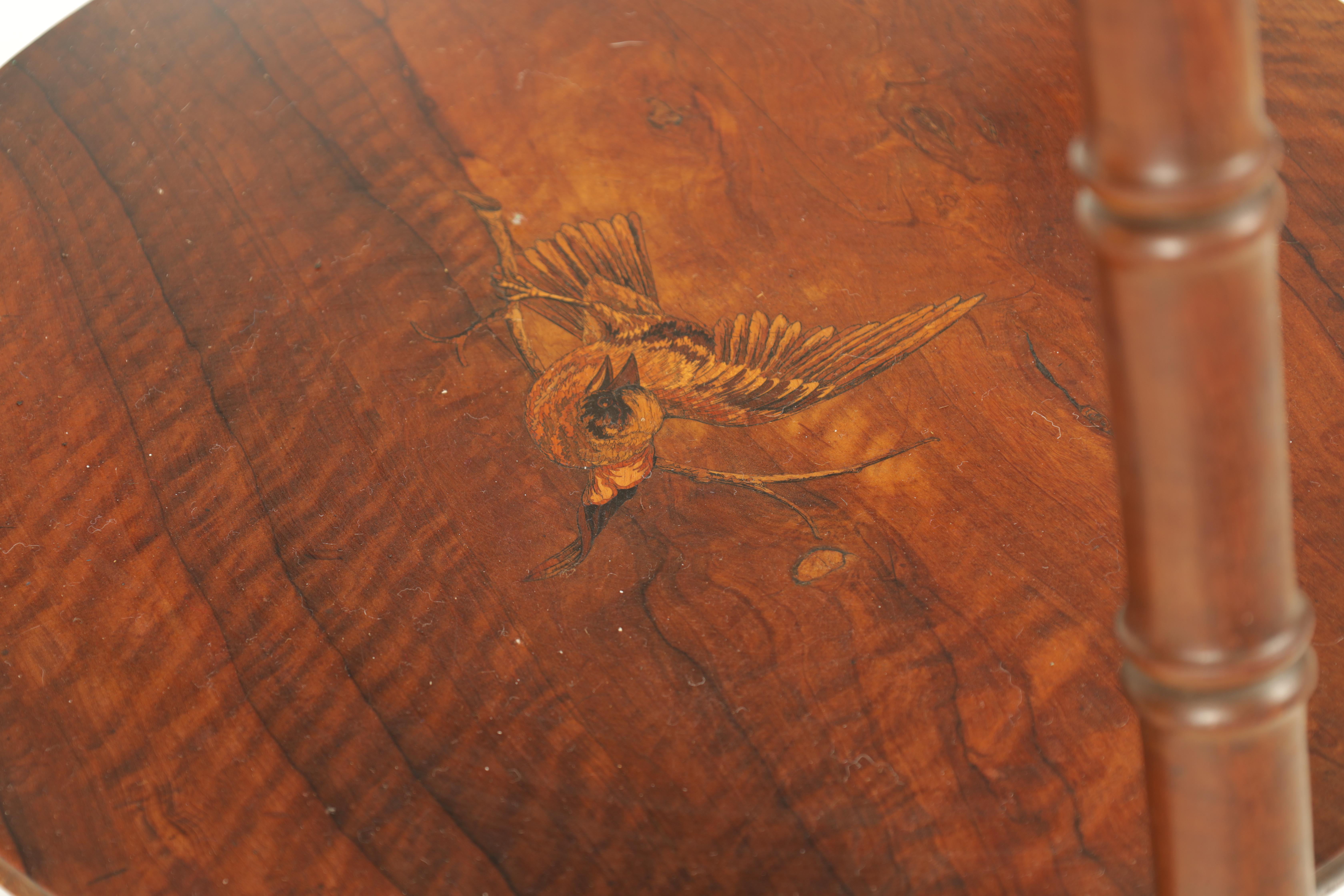 A 19TH CENTURY INLAID FIGURED WALNUT OCTAGONAL ITALIAN OCCASIONAL TABLE with monogrammed centre - Image 3 of 10