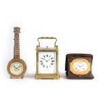 A COLLECTION OF THREE EARLY 20TH CENTURY CLOCKS to include a French repeating carriage clock with
