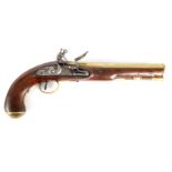 H.W. MORTIMER, LONDON. A RARE GEORGE III ROYAL MAIL COACH FLINTLOCK PISTOL with brass barrel