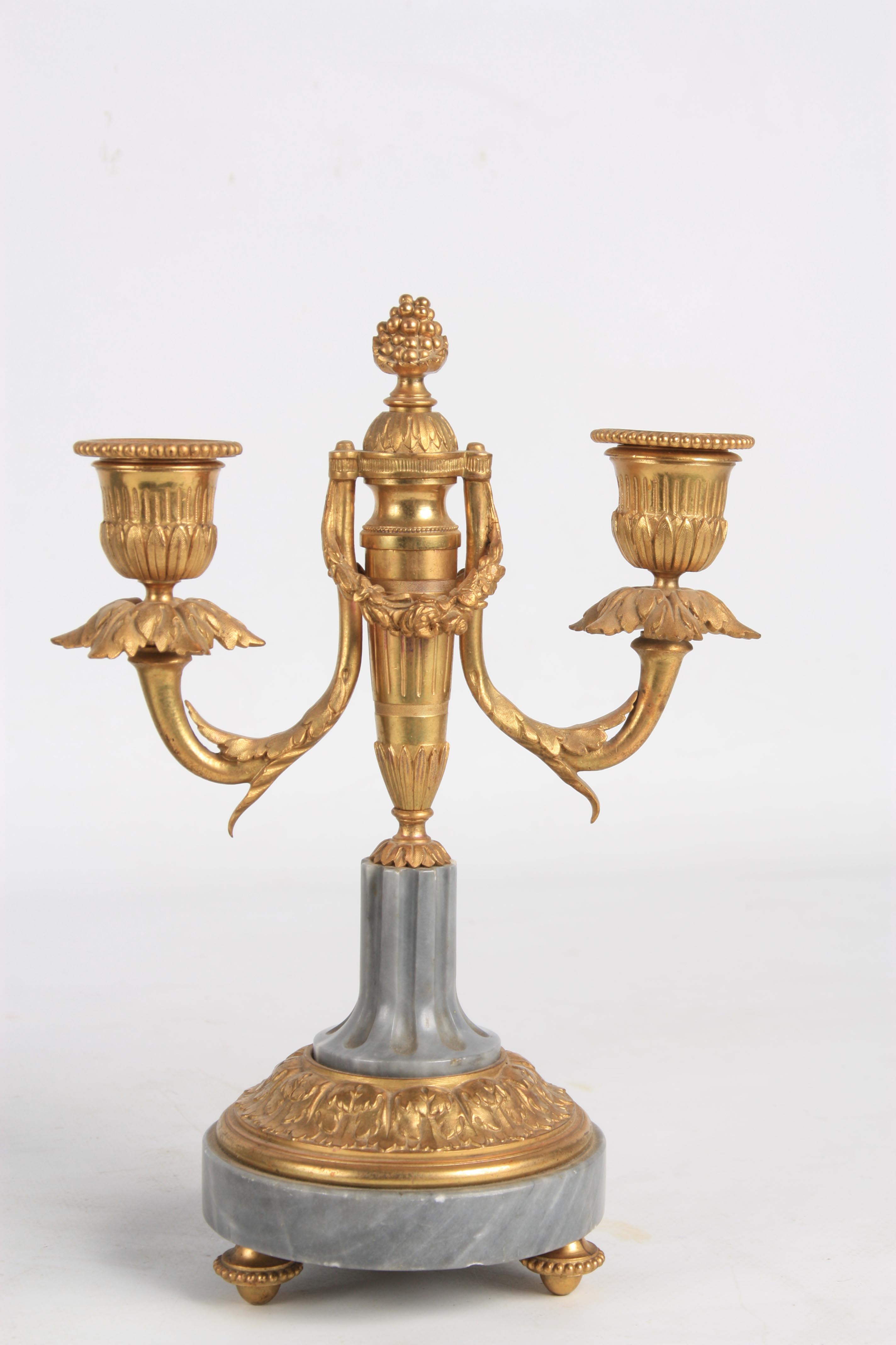 LEMERLE-CHARPENTIER & CIE, PARIS A MID 19TH CENTURY FRENCH MARBLE AND ORMOLU CLOCK GARNITURE the - Image 12 of 14