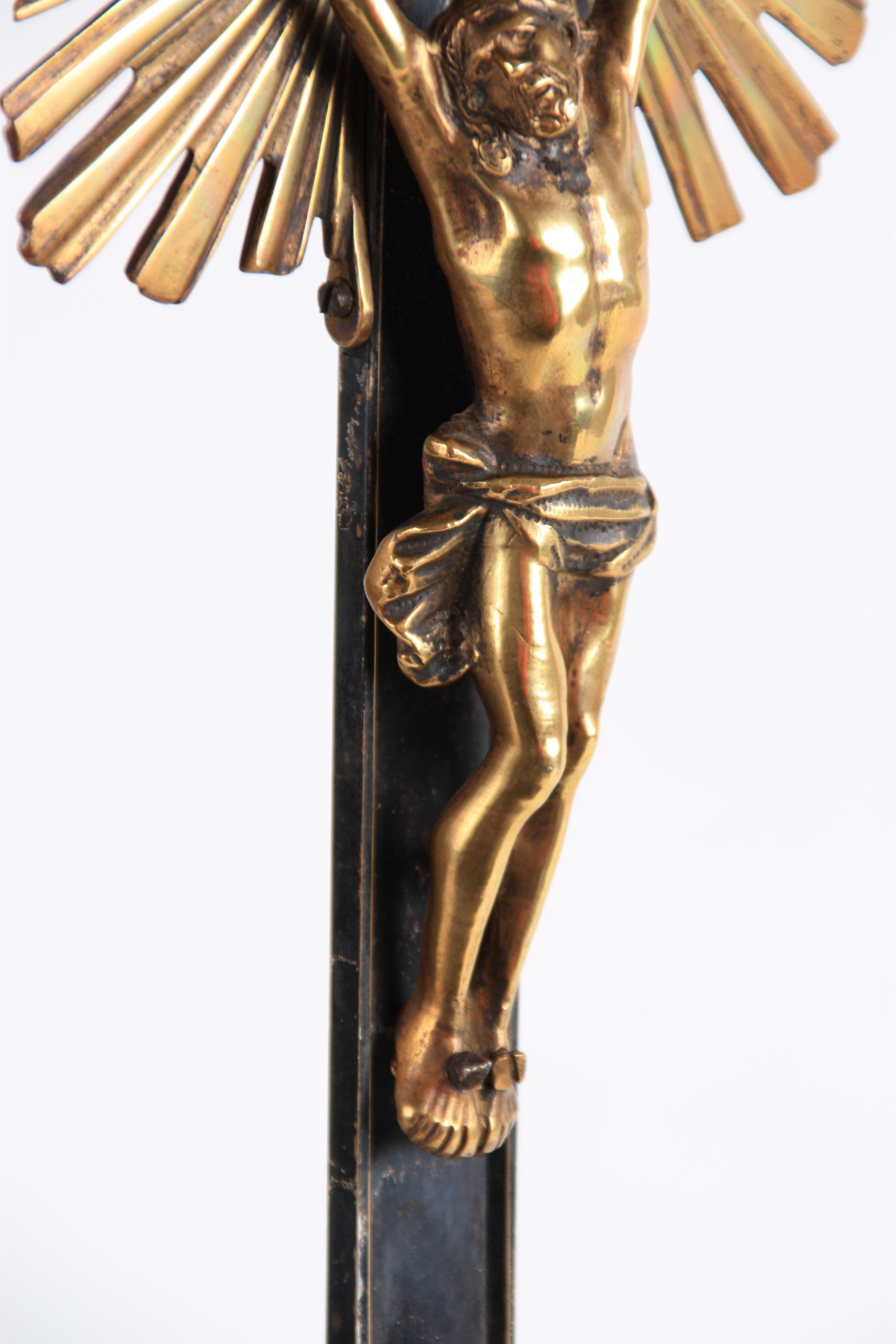 A LATE 19TH CENTURY BRASS AND STEEL CORPUS CHRISTI standing on a scrolled tripod base raised on - Image 10 of 11