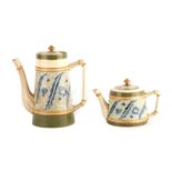 AN EARLY MACINTYRE BURSLEM TAPERING COFFEE POT AND MATCHING TEAPOT decorated in the Sicilian