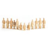 A SET OF 12 20TH CENTURY CHINESE FIGURES MODELLED AS THE TERRACOTTA ARMY depicting soldiers in