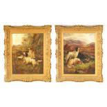 ROBERT CLEMINSON A LARGE PAIR OF 19TH CENTURY OILS ON CANVAS depicting spaniels with pheasants in