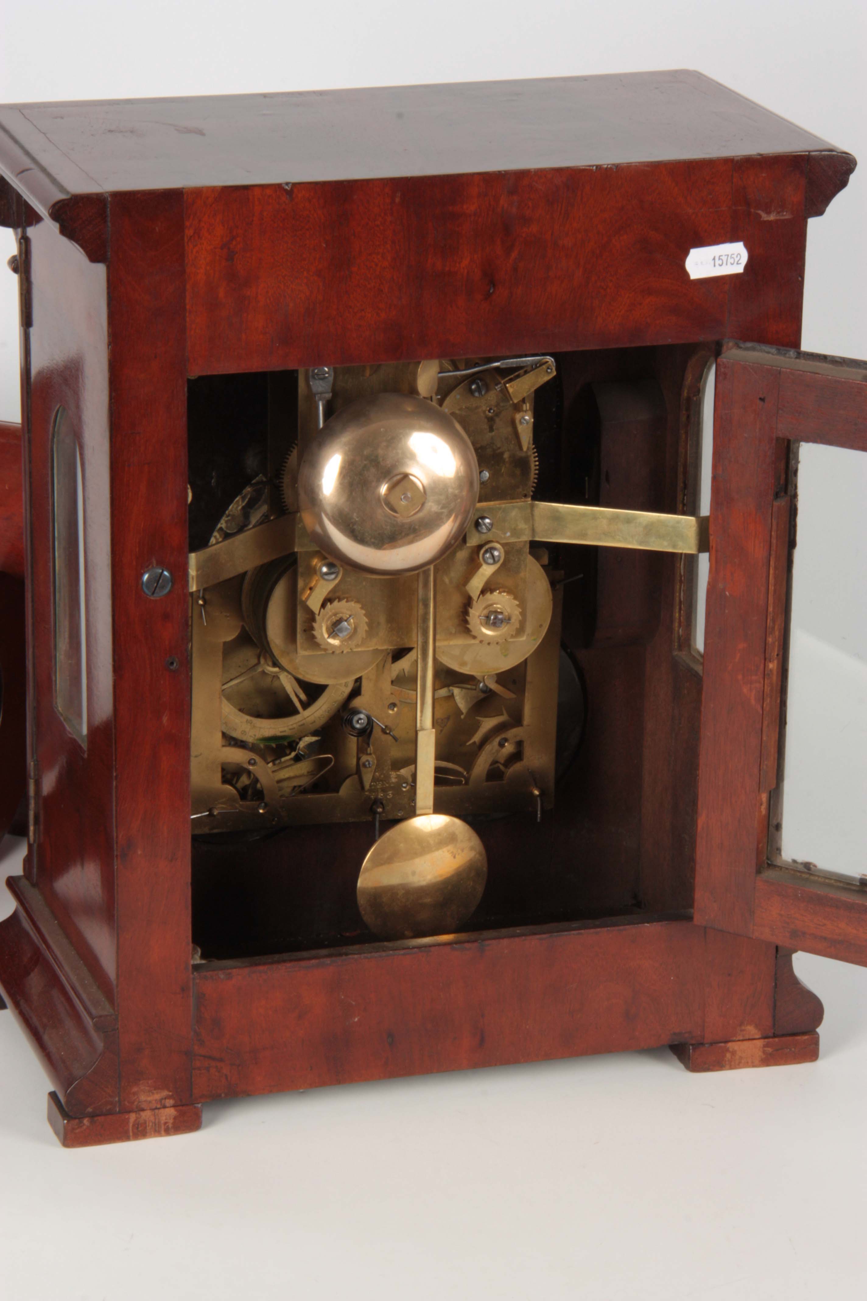 GEORGE TAYLOR, WOLVERHAMPTON A RARE FIGURED MAHOGANY PERPETUAL CALENDAR BRACKET CLOCK ON BRACKET the - Image 6 of 6