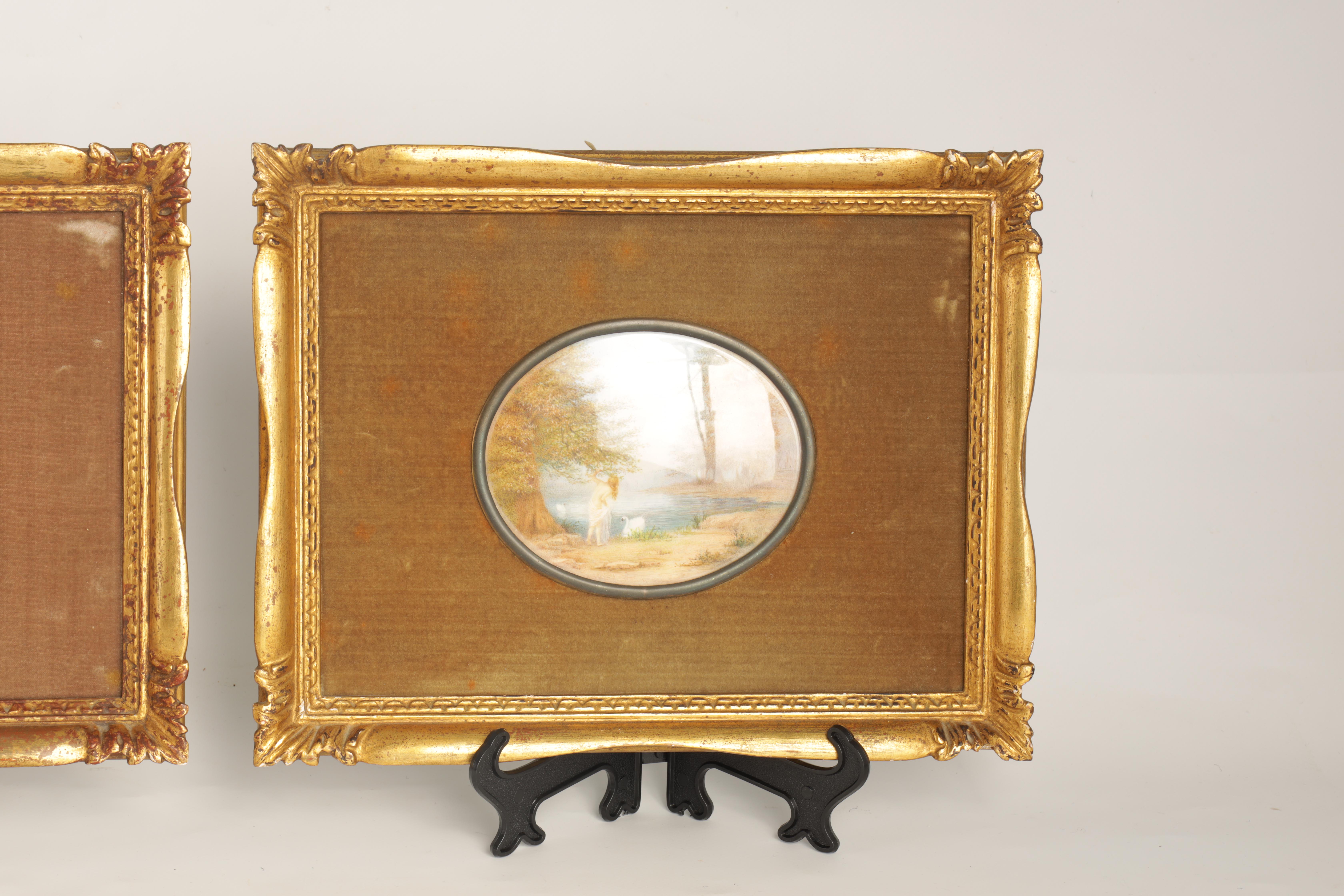 R. MASUTTI A SET OF FOUR LATE 19TH CENTURY OVAL MINIATURES ON IVORY landscape and lake views 9cm - Image 13 of 13