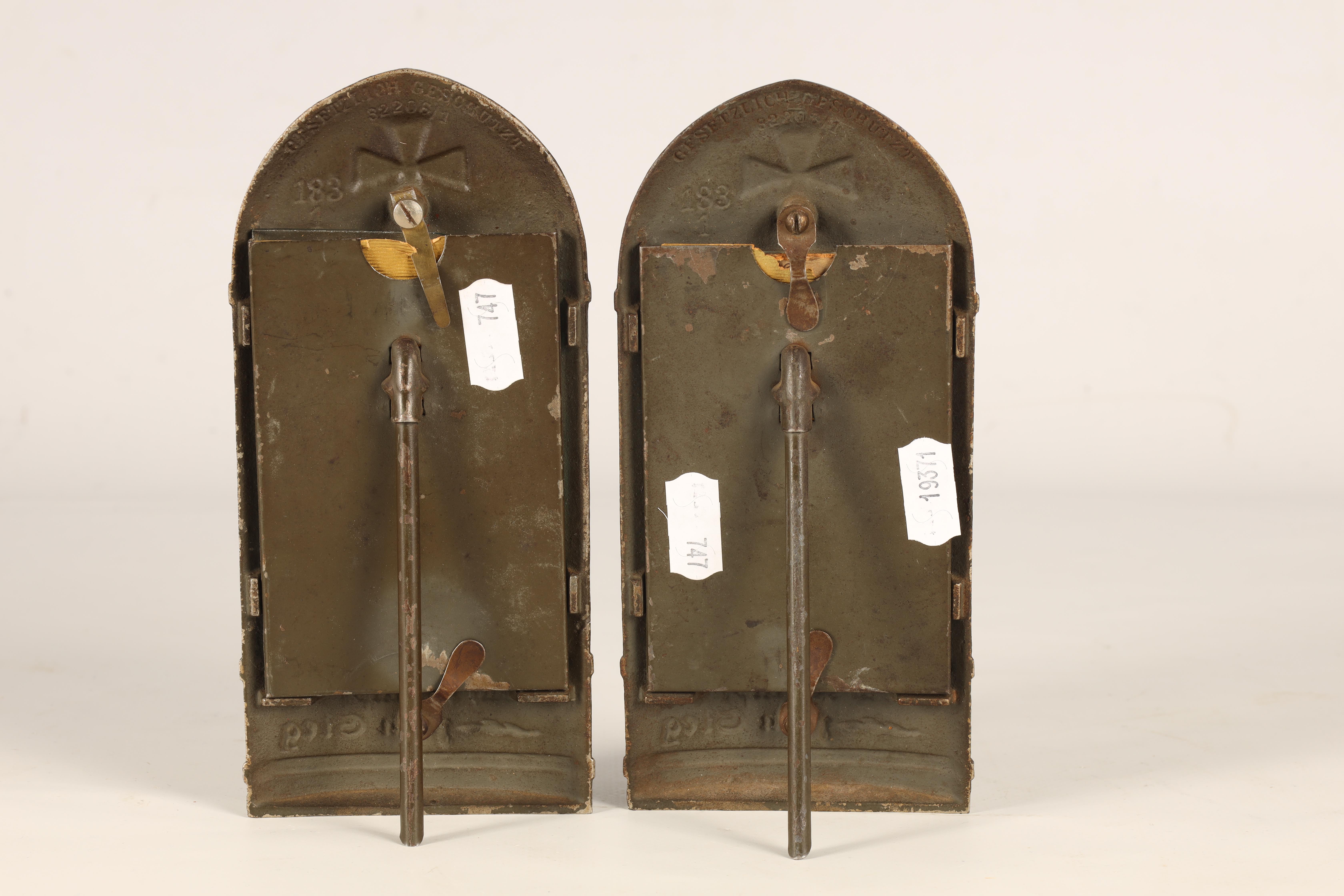 A PAIR OF WWI GERMAN PICTURE FRAMES of bullet-shape with imperial iron cross and raised G text - Image 5 of 5