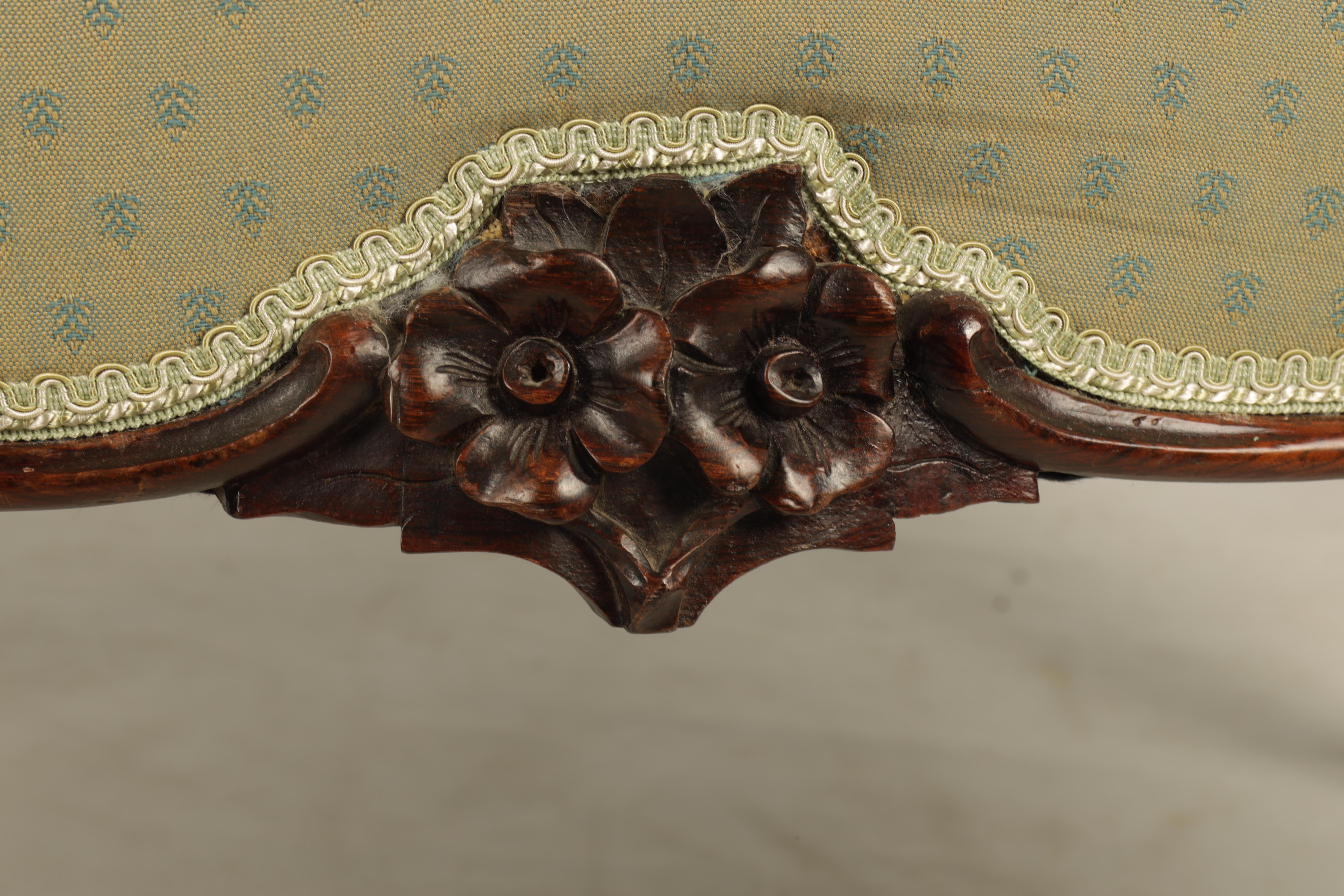 A MID 19TH CENTURY ROSEWOOD DRESSING STOOL of serpentine outline having an upholstered seat with - Image 3 of 4