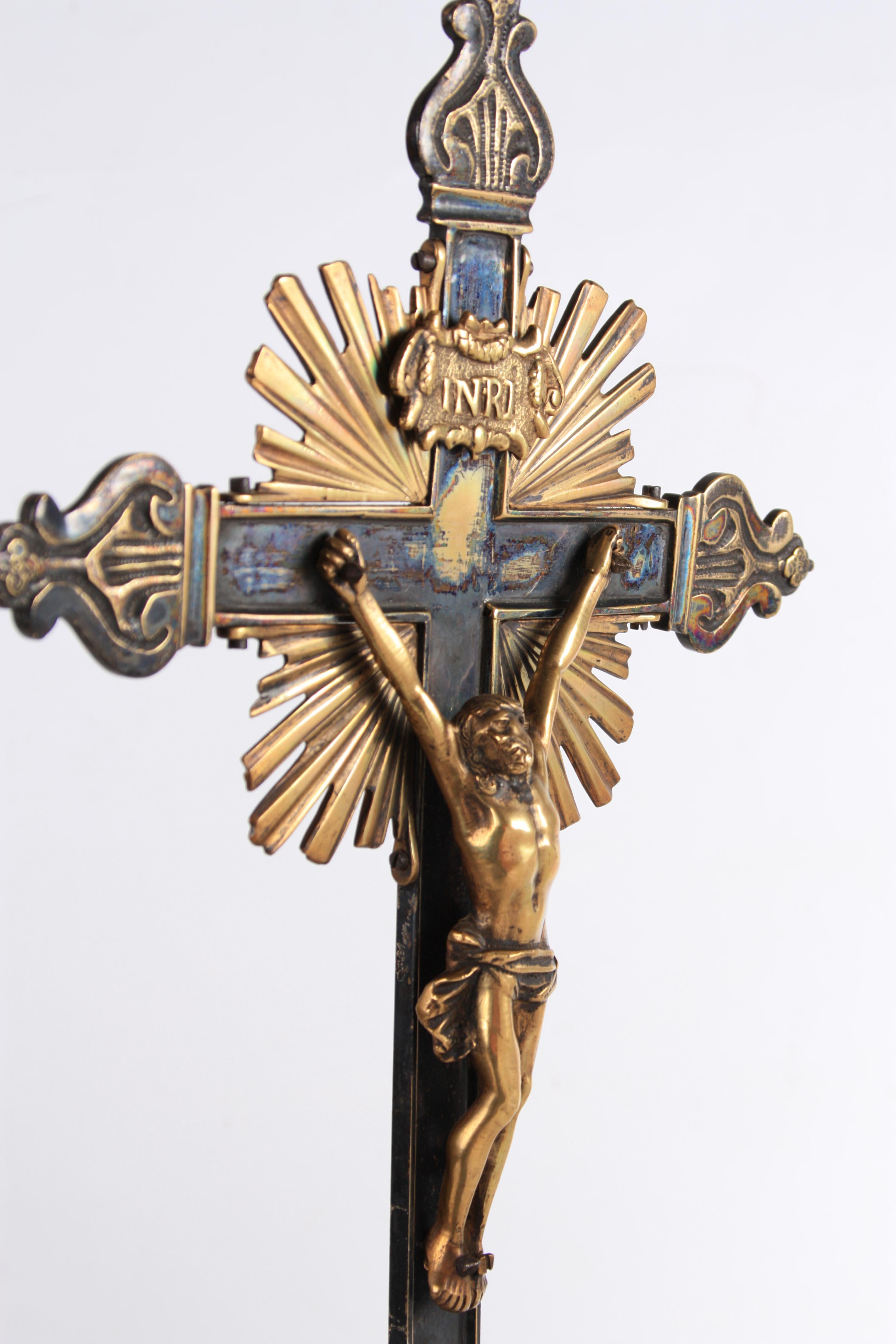 A LATE 19TH CENTURY BRASS AND STEEL CORPUS CHRISTI standing on a scrolled tripod base raised on - Image 8 of 11