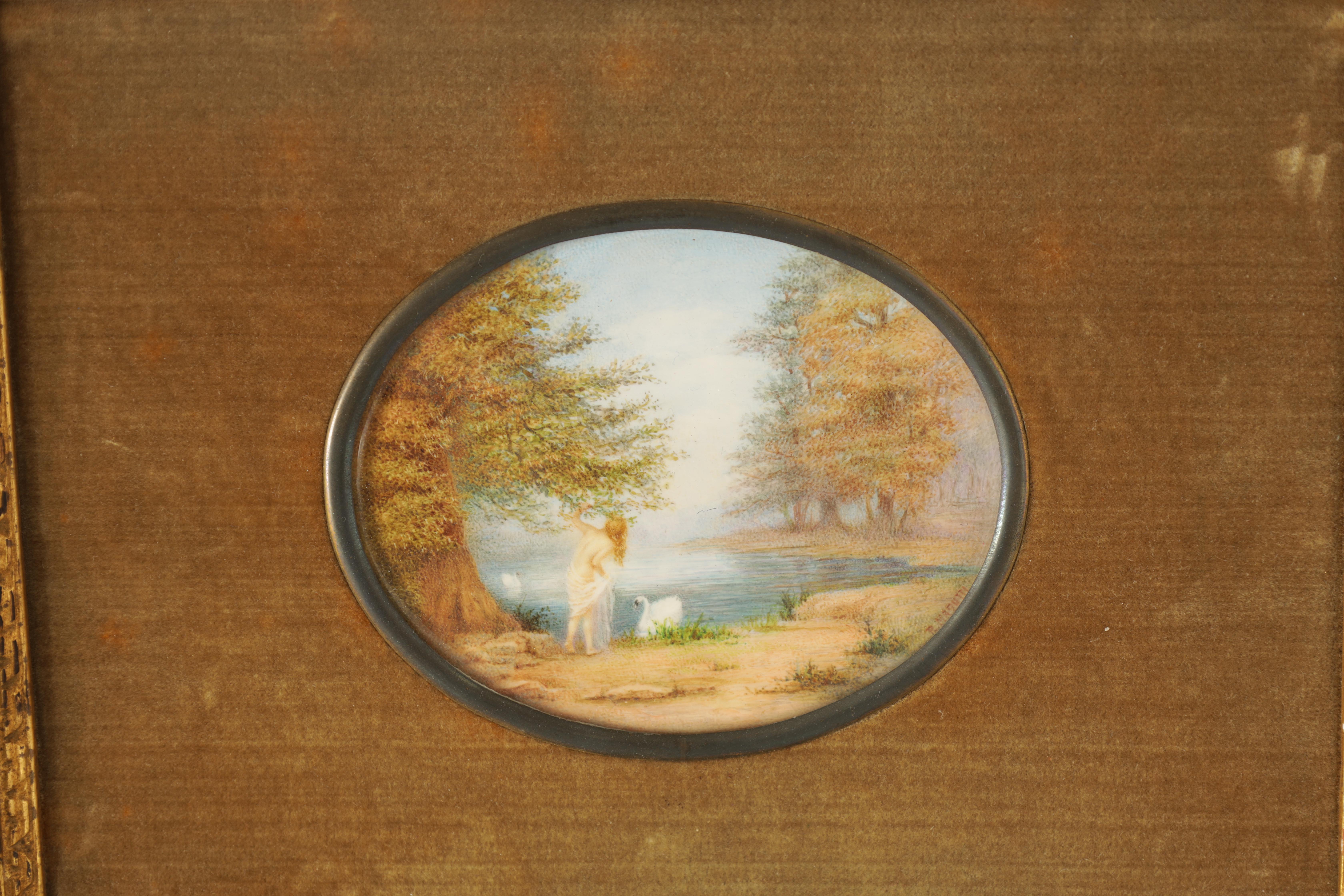 R. MASUTTI A SET OF FOUR LATE 19TH CENTURY OVAL MINIATURES ON IVORY landscape and lake views 9cm - Image 6 of 13