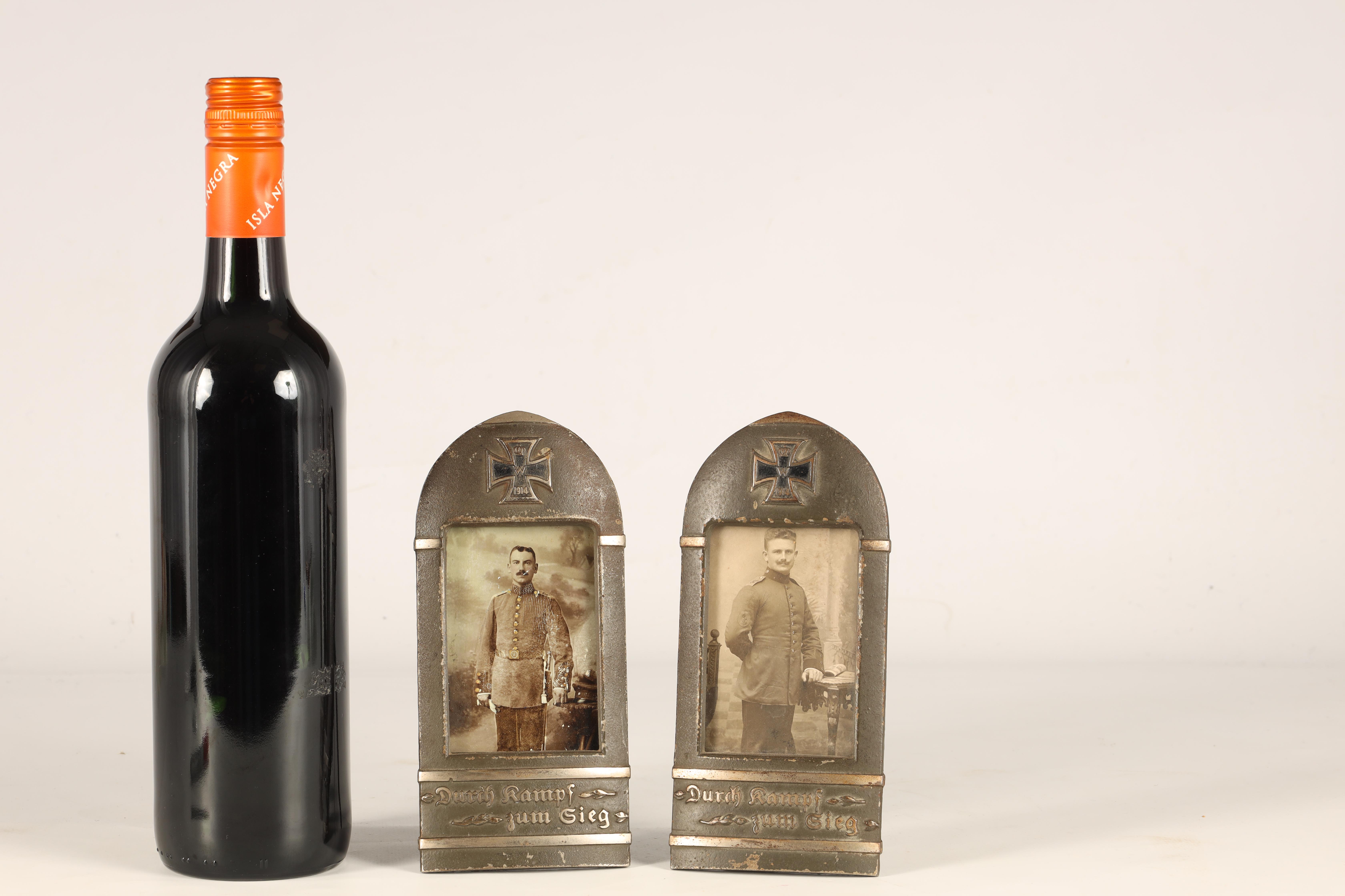 A PAIR OF WWI GERMAN PICTURE FRAMES of bullet-shape with imperial iron cross and raised G text - Image 2 of 5