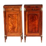 A PAIR OF REGENCY MAHOGANY EGYPTIAN STYLE SIDE CABINETS with shaped side columns with brass Sphinx