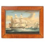 A 19TH CENTURY OIL ON CANVAS depicting a ‘Double’ portrait of a ship in the English Channel 32cm
