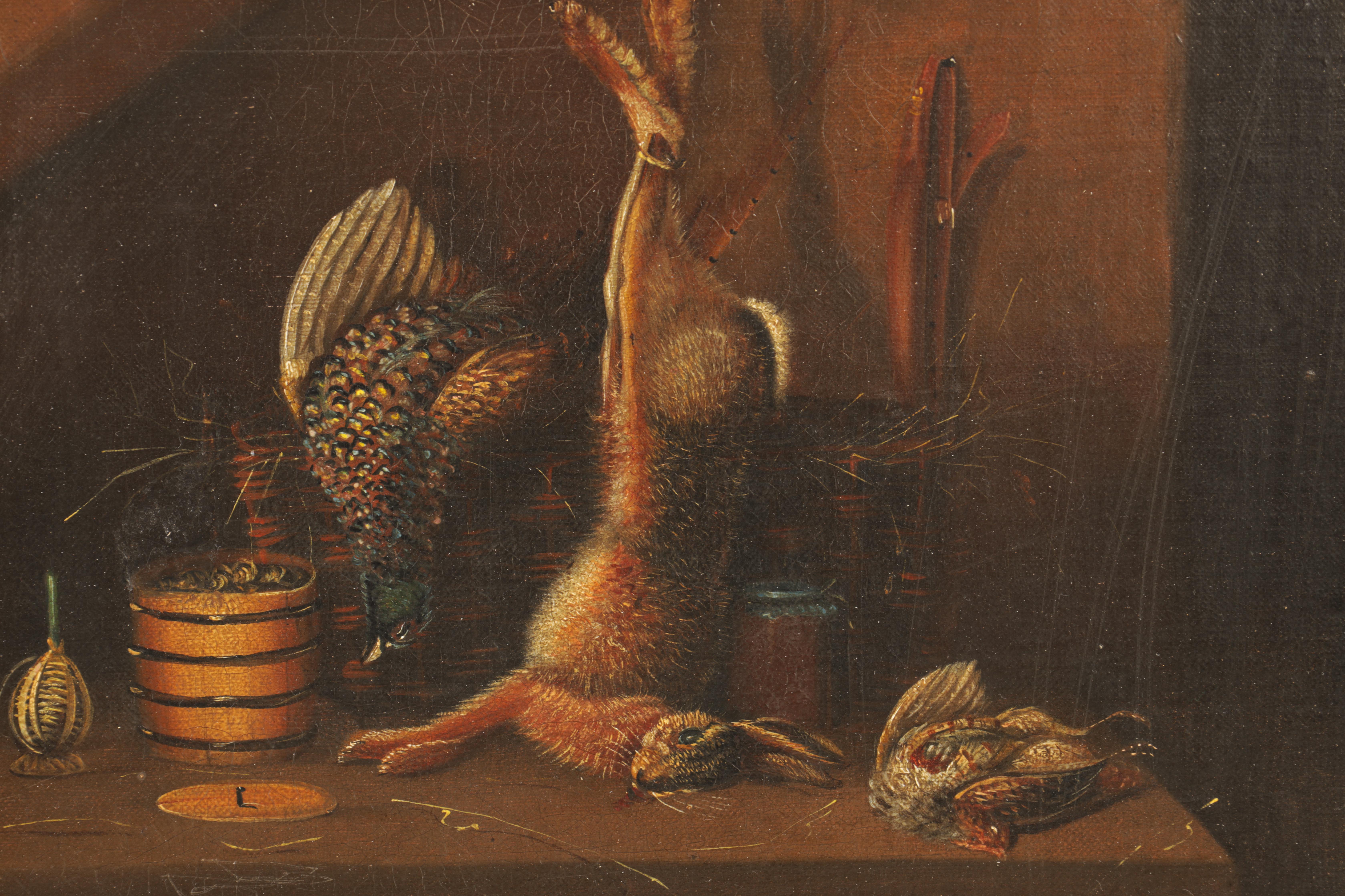 A SMALL FINELY PAINTED 19TH CENTURY OIL ON BOARD STILL LIFE depicting dead game 24cm high 29cm - Image 2 of 3