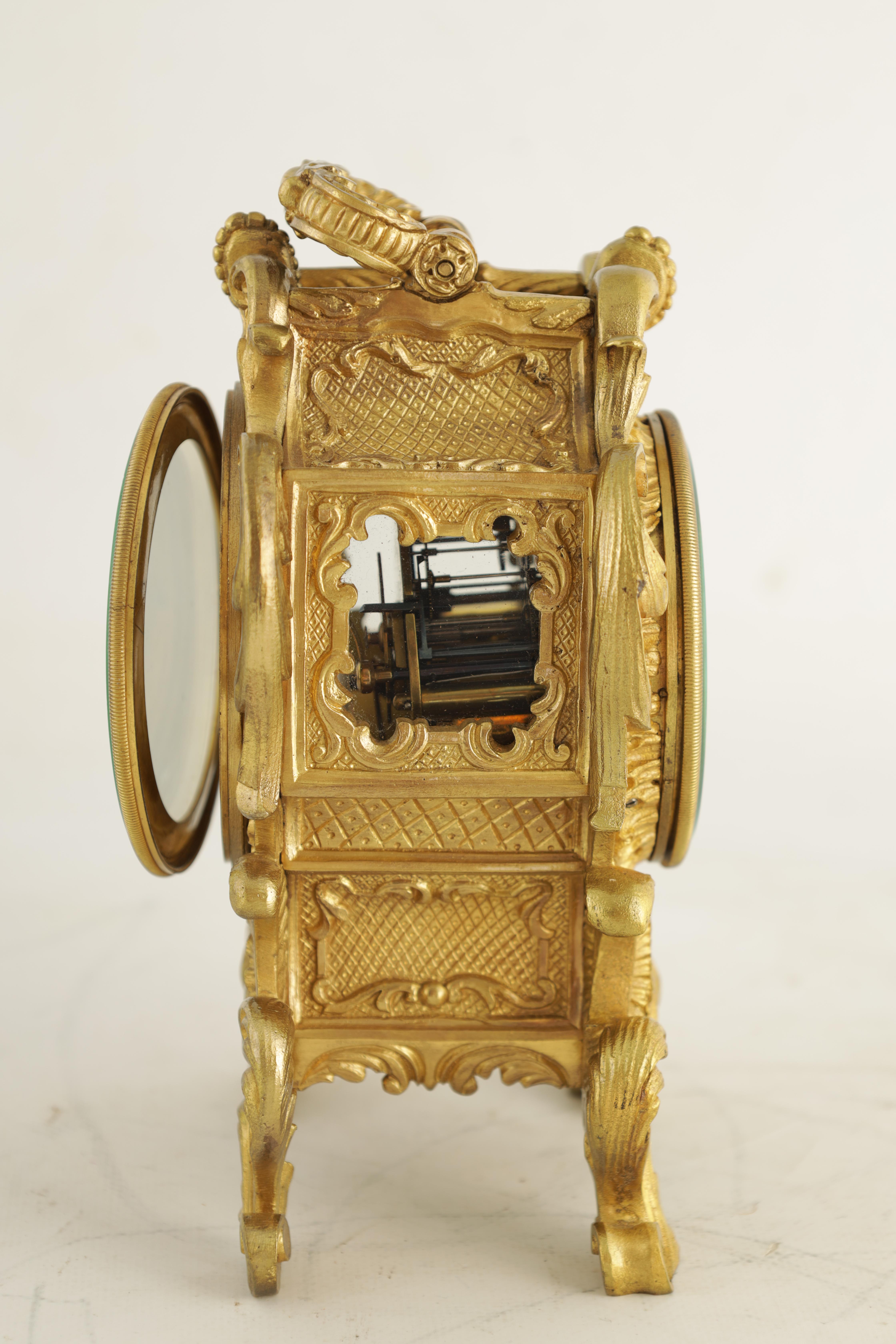 PAUL GARNIER, PARIS A MID 19TH CENTURY FRENCH TRAVELLING MANTEL CLOCK the gilt bronze rococo style - Image 10 of 13