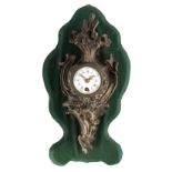 A LATE 19TH CENTURY FRENCH MINIATURE CARTEL CLOCK the rococo style bronze case mounted on a green