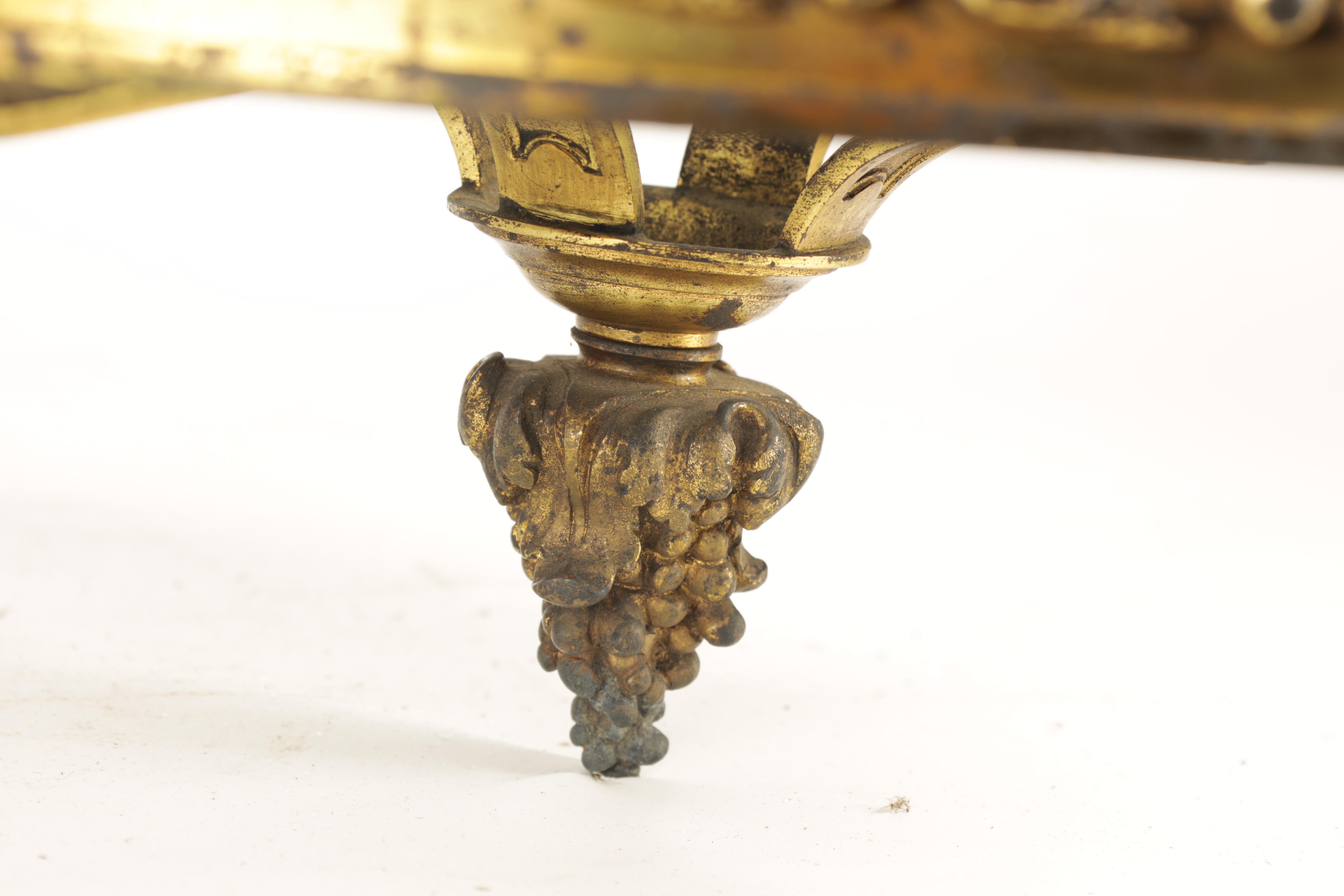 A LARGE REGENCY GILT BRASS HANGING LANTERN with leaf cast circular frame fitted with bevelled - Image 6 of 7