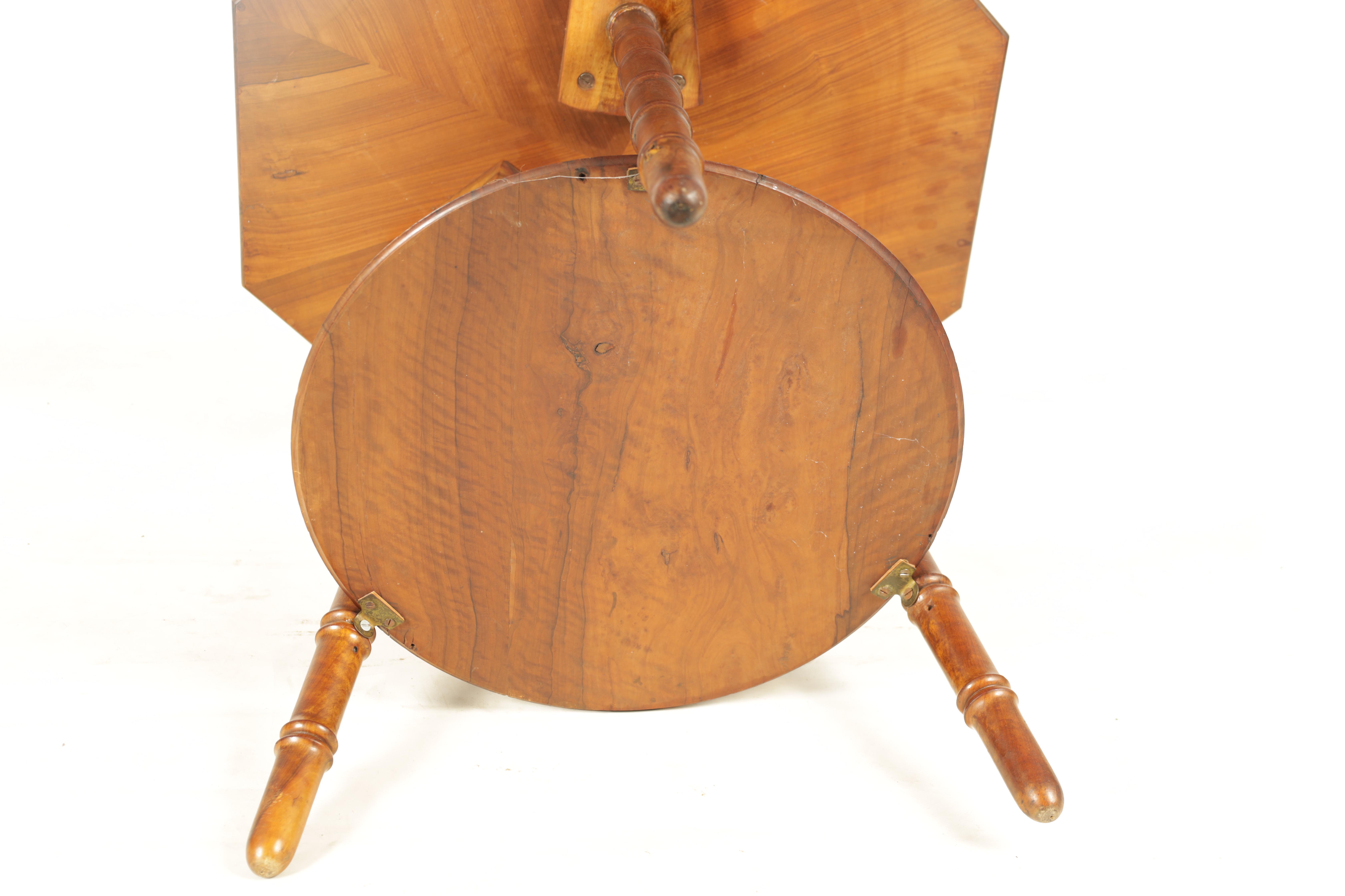 A 19TH CENTURY INLAID FIGURED WALNUT OCTAGONAL ITALIAN OCCASIONAL TABLE with monogrammed centre - Image 10 of 10