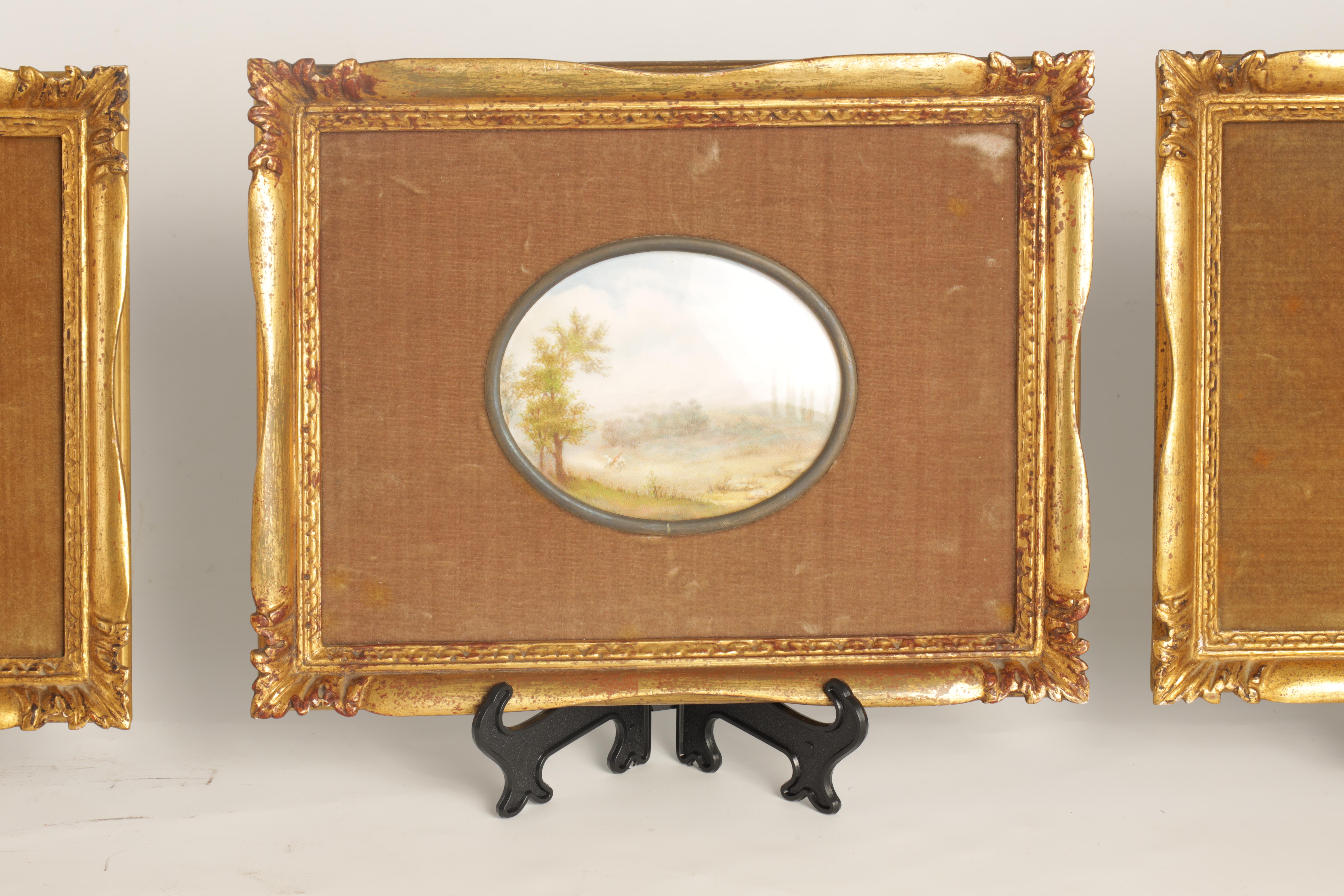 R. MASUTTI A SET OF FOUR LATE 19TH CENTURY OVAL MINIATURES ON IVORY landscape and lake views 9cm - Image 12 of 13