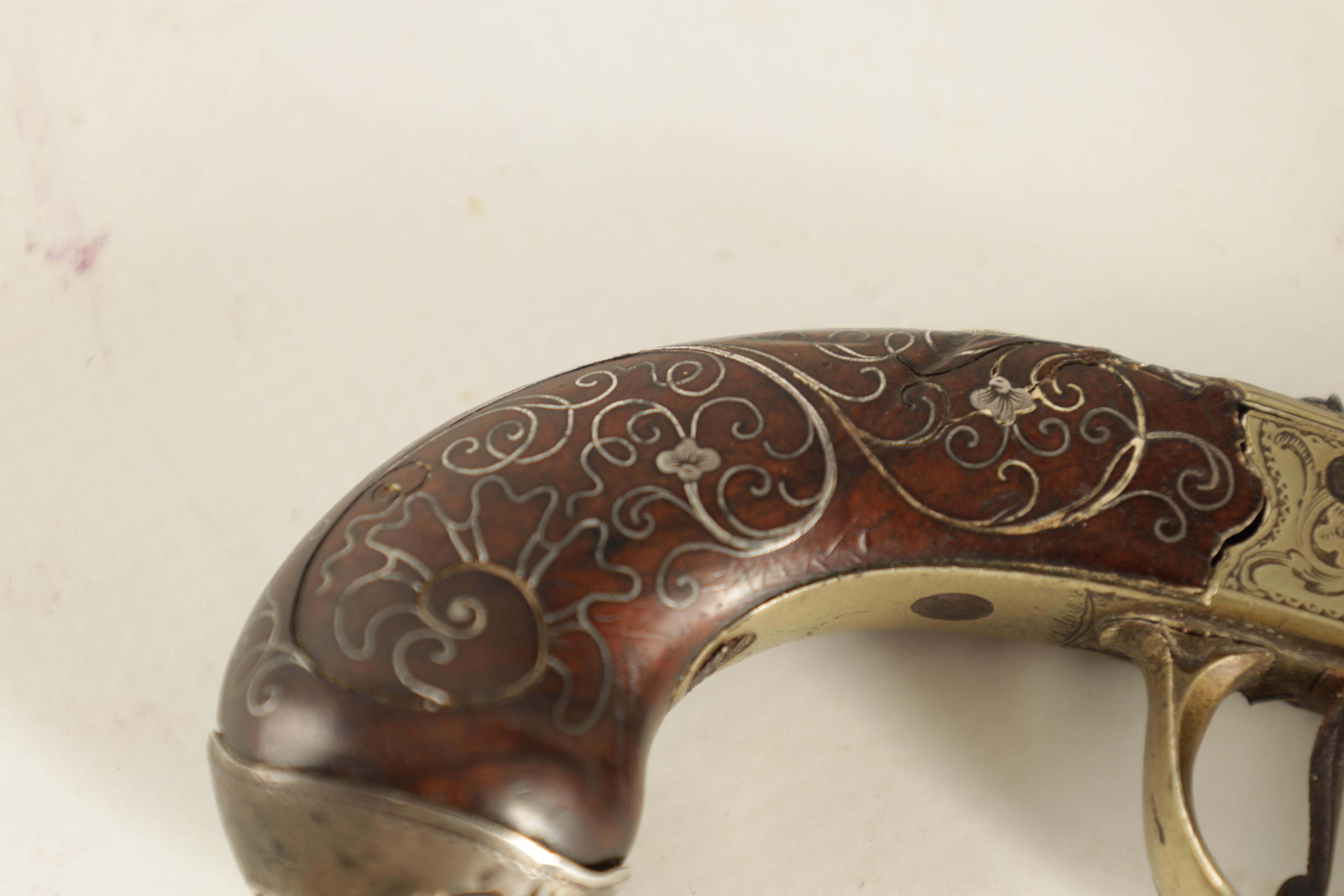 HUGH VERNCOMB, BRISTOL A GEORGE III PACTONG AND WALNUT FLINTLOCK MUFF PISTOL with a cannon-type - Image 5 of 9