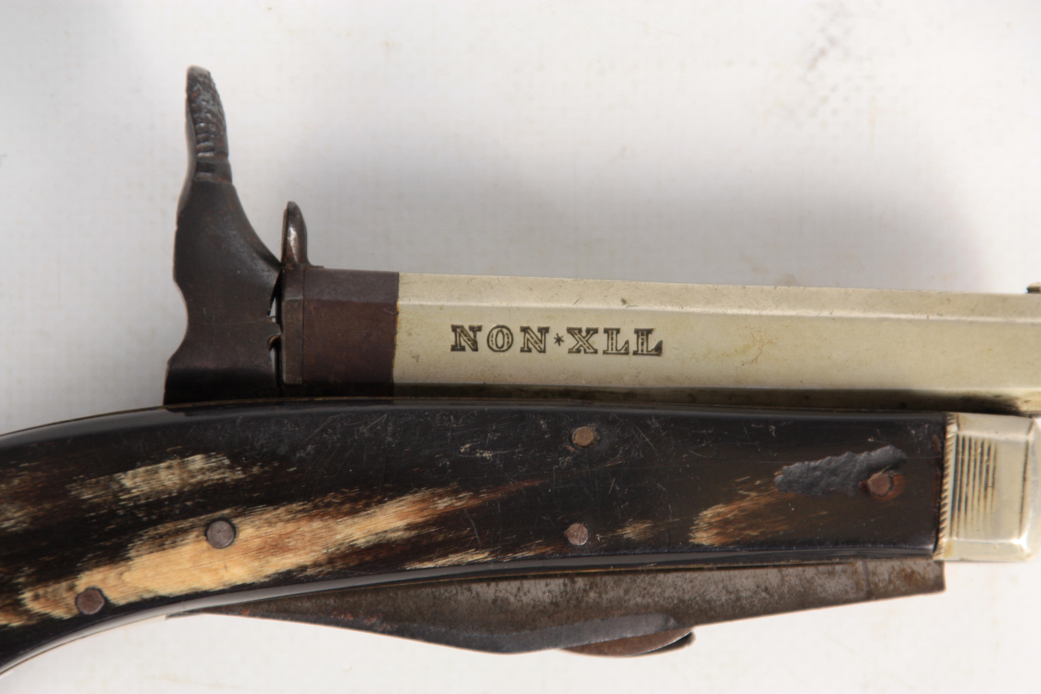 UNWIN & RODGERS, SHEFFIELD. A MID 19TH CENTURY PERCUSSION TWIN-BLADED KNIFE-PISTOL with signed - Image 5 of 7