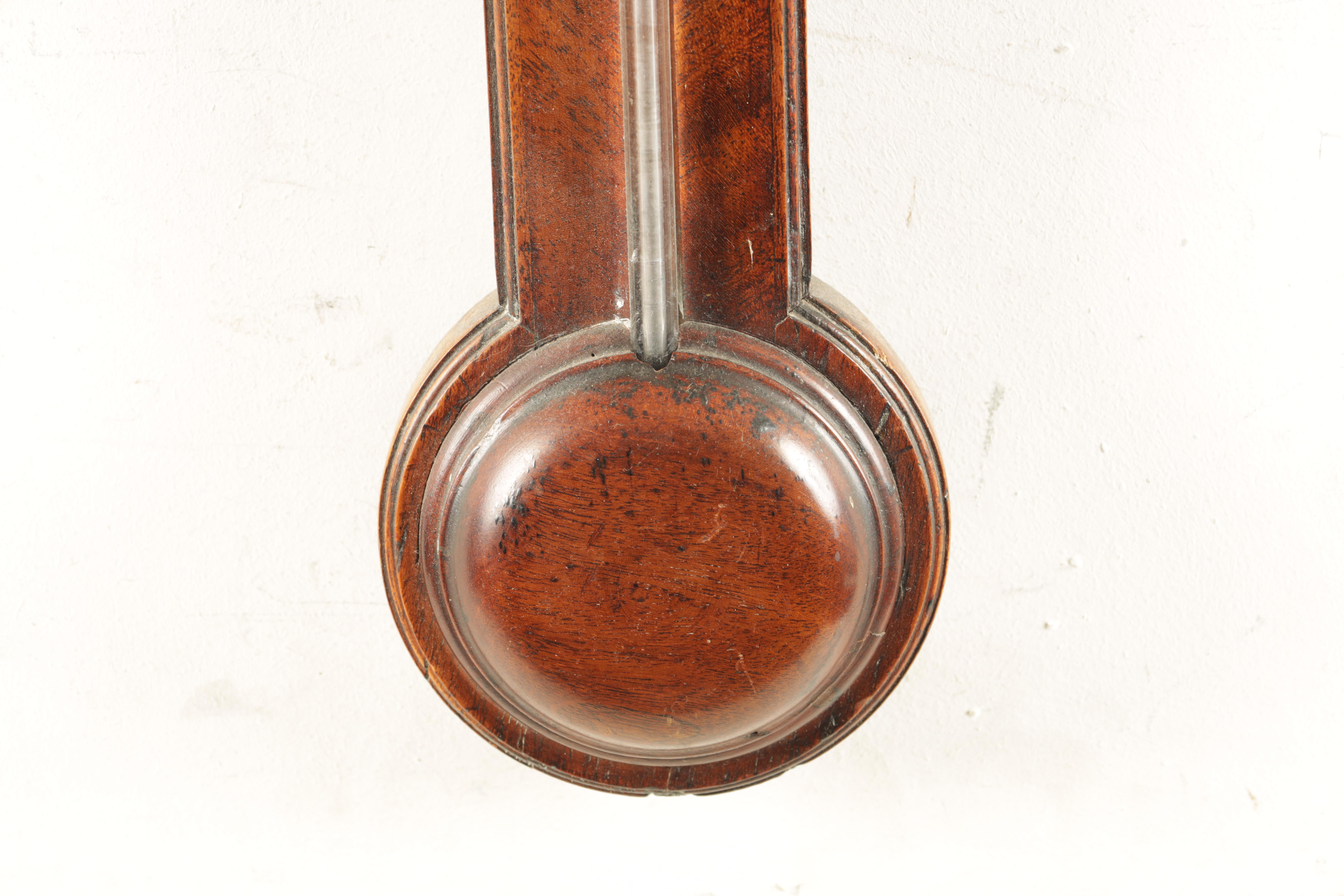 F. BOVERIL, 9 EYRE STREET, HILL, LONDON A GEORGE III MAHOGANY STICK BAROMETER the case with arched - Image 3 of 6