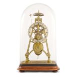 A 19TH CENTURY 8-DAY FUSEE TIMEPIECE SKELETON CLOCK with passing hour bell strike, tapering plates