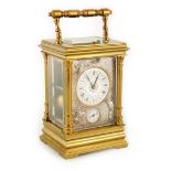 A LATE 19TH CENTURY FRENCH REPEATING CARRIAGE CLOCK WITH JAPANESE STYLE DIAL the brass case with