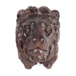 A LATE 18TH CENTURY CARVED LIONS MASK