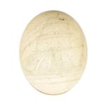 A SCRIMSHAW-WORK OSTRICH EGG