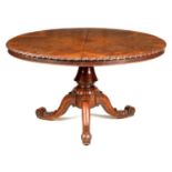 A 19TH CENTURY BURR OAK CENTRE TABLE