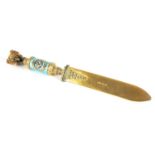 A 20TH CENTURY RUSSIAN SILVER GILT AND ENAMEL LETTER OPENER
