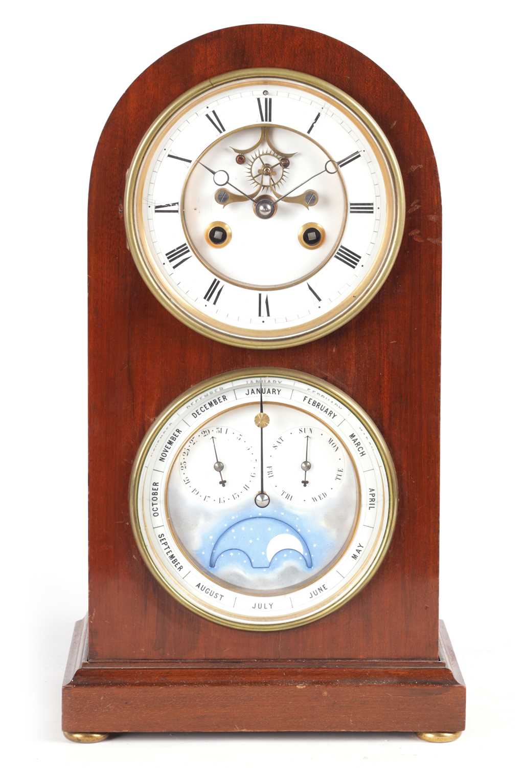 AN EARLY 20TH CENTURY FRENCH PERPETUAL CALENDAR AND MOONPHASE MANTEL CLOCK