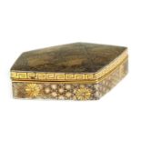 A JAPANESE MEIJI PERIOD GOLD INLAID IRON LIDDED BOX BY KOMAI