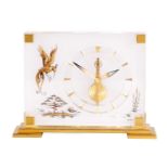 A MID 20TH CENTURY JAEGER LECOULTRE 'MARINA' BIRD OF PARADISE DESK CLOCK