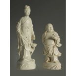 TWO 19TH CENTURY CHINESE BLANC DE CHINE FIGURES