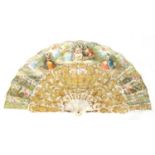 A FINE LATE 18TH CENTURY FRENCH MOTHER OF PEARL AND MIXED GOLD FAN