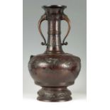 A LARGE JAPANESE MEIJI PERIOD PATINATED BRONZE VASE