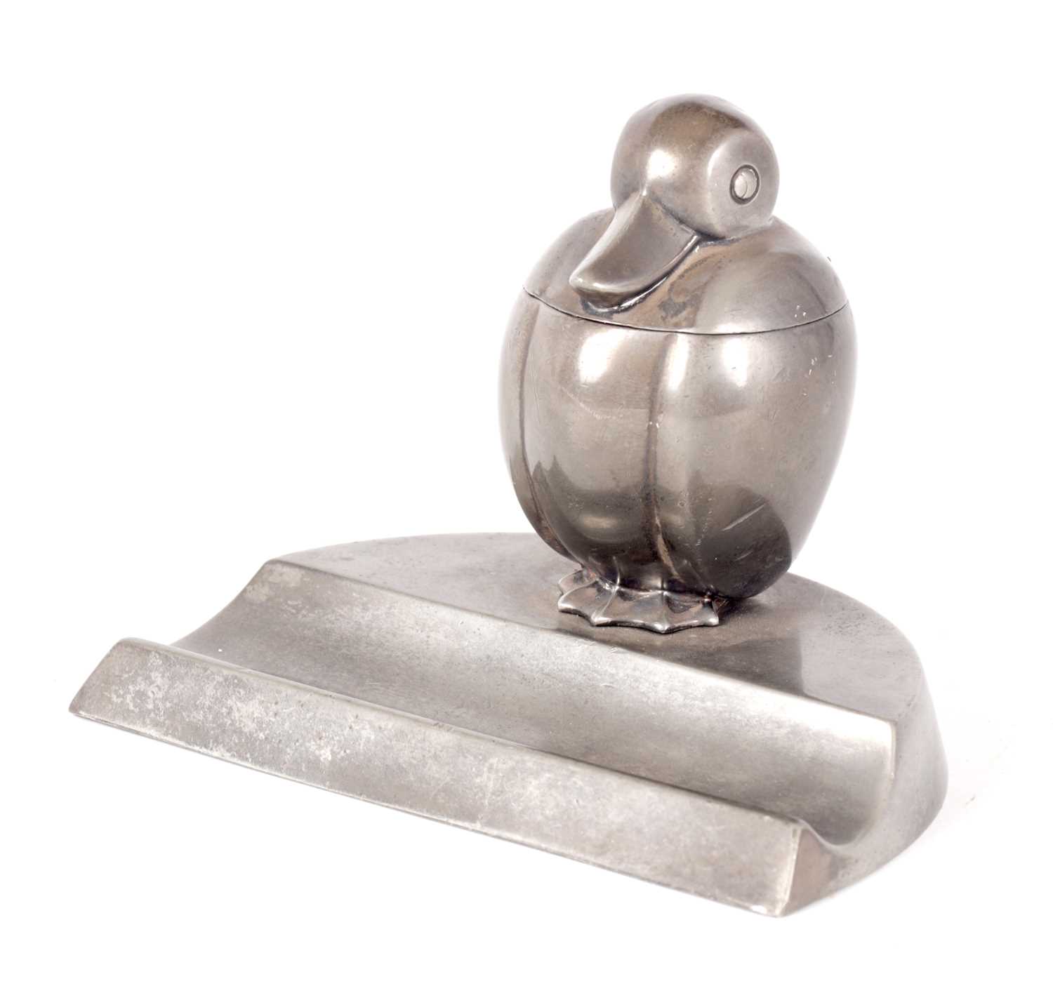 AN UNUSUAL WMF NOVELTY PEWTER INKSTAND