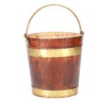 A GEORGE III BRASS BOUND PITCH PINE OYSTER BUCKET