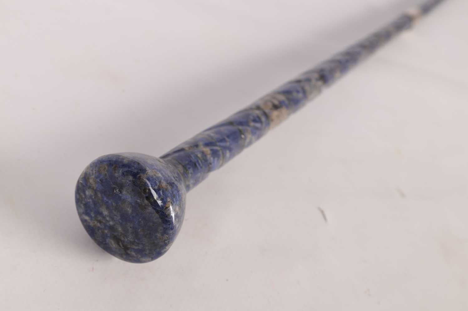 A LATE 19TH CENTURY LAPIS LAZULI WALKING STICK - Image 6 of 6